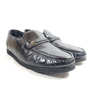 Florsheim Mens 10 Black Leather Loafers Slip-On Comfortech Dress Shoes